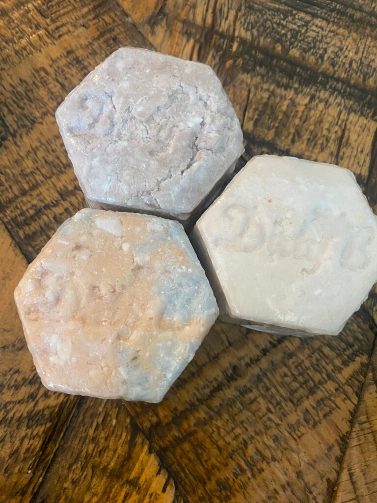 3 hexagon shaped sulfate-free shampoo bars